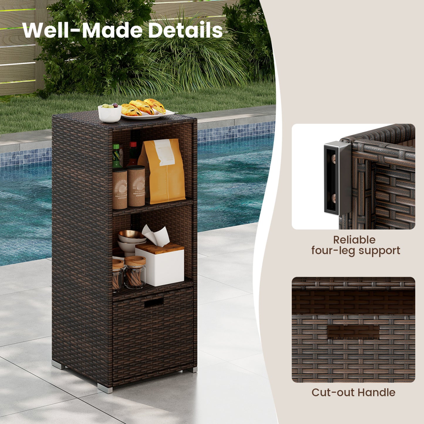 Outdoor Storage Cabinet, Patio Wicker Organizer With Drawer, Brown Sheds & Outdoor Storage at Gallery Canada