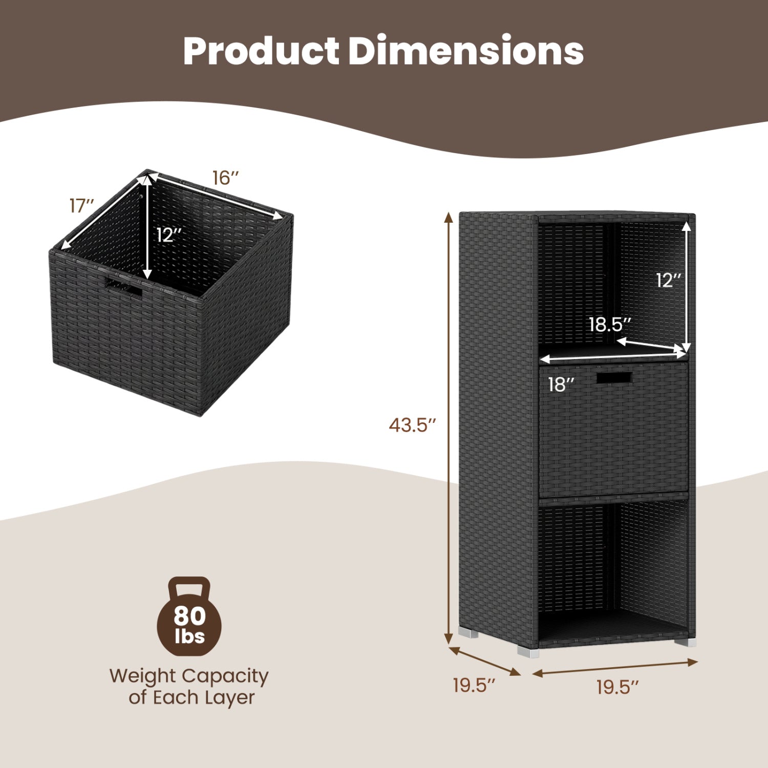 Outdoor Storage Cabinet, Wicker Organizer With Drawer, Black Sheds & Outdoor Storage at Gallery Canada