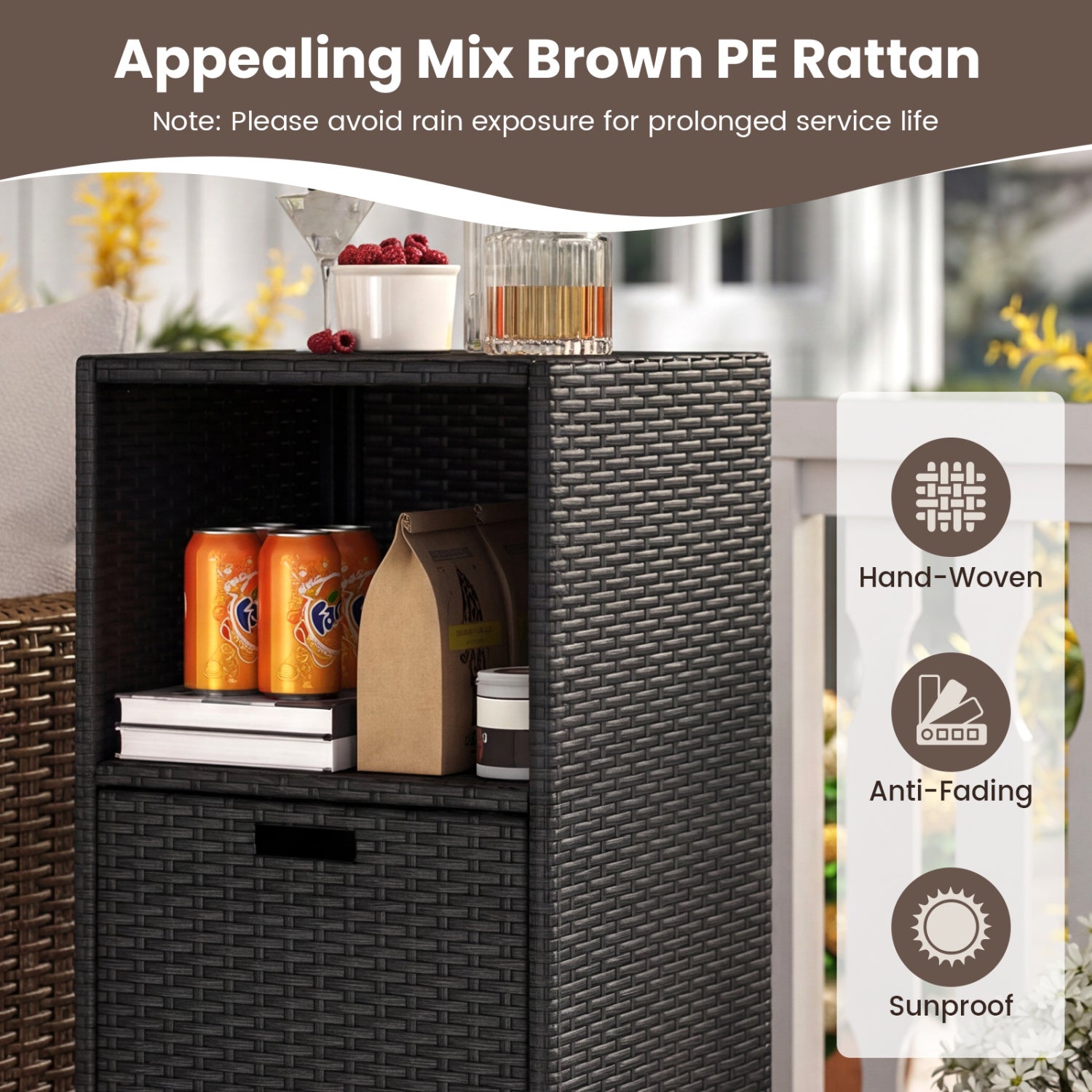 Outdoor Storage Cabinet, Wicker Organizer With Drawer, Black Sheds & Outdoor Storage at Gallery Canada