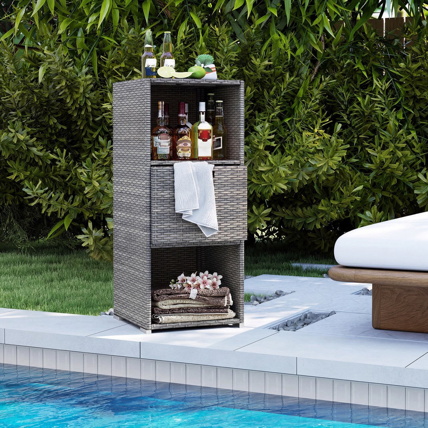 Outdoor Storage Cabinet, Wicker Organizer With Drawer, Gray Sheds & Outdoor Storage at Gallery Canada