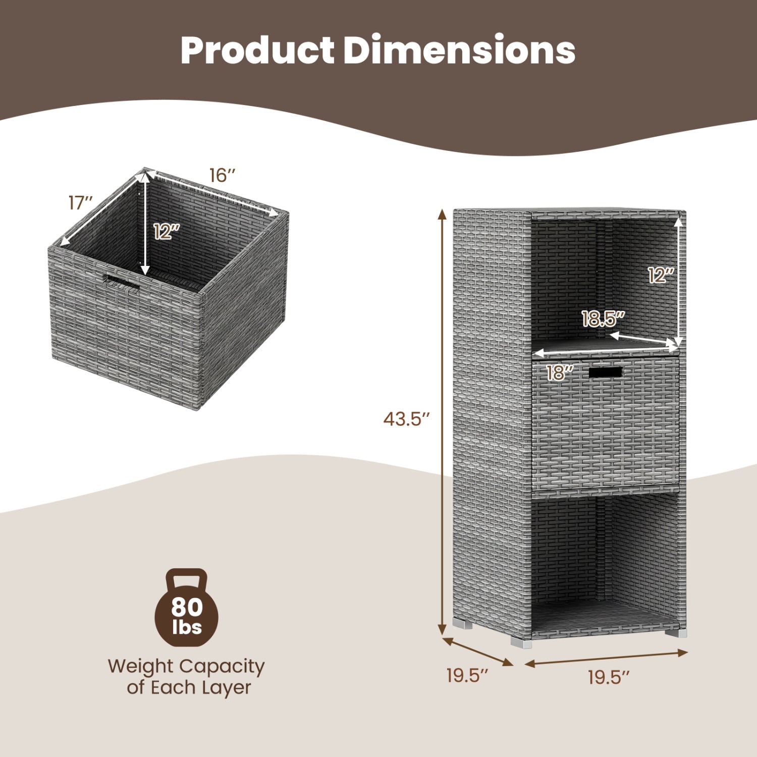 Outdoor Storage Cabinet, Wicker Organizer With Drawer, Gray Sheds & Outdoor Storage at Gallery Canada