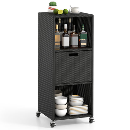 Outdoor Storage Cabinet with Drawer and 3 Shelves, Black
