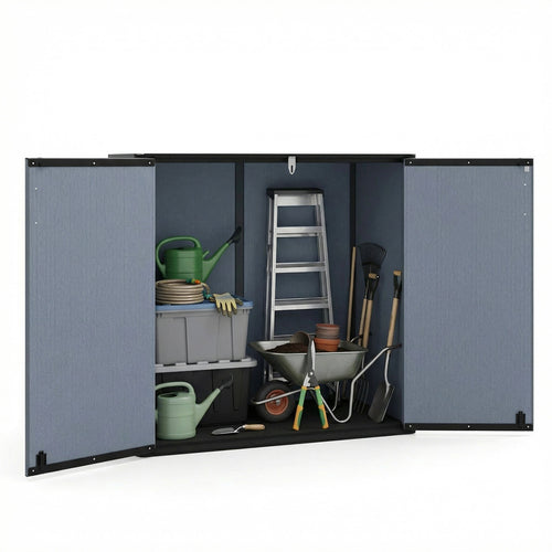 Outdoor Storage Shed, 23.5 Cu.ft, Lockable Door, Gray