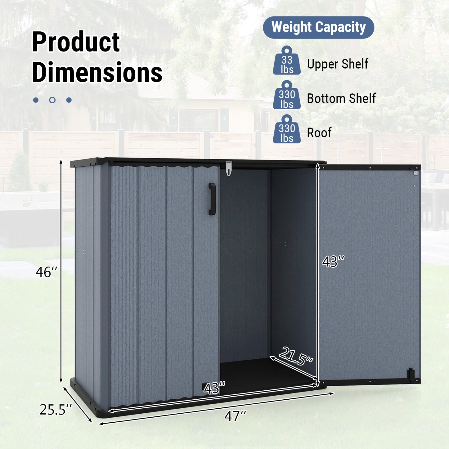Outdoor Storage Shed, 23.5 Cu.ft, Lockable Door, Gray Sheds & Outdoor Storage at Gallery Canada