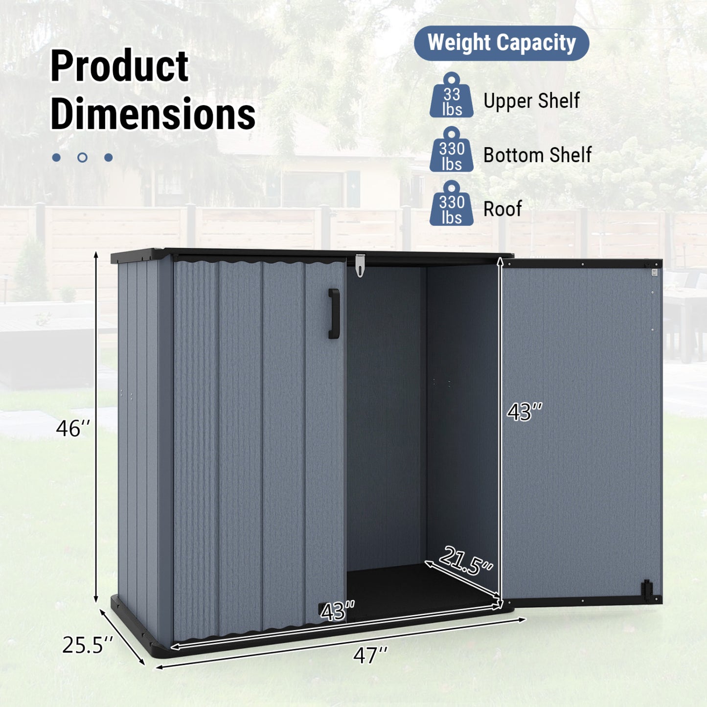 Outdoor Storage Shed, 23.5 Cu.ft, Lockable Door, Gray Sheds & Outdoor Storage at Gallery Canada