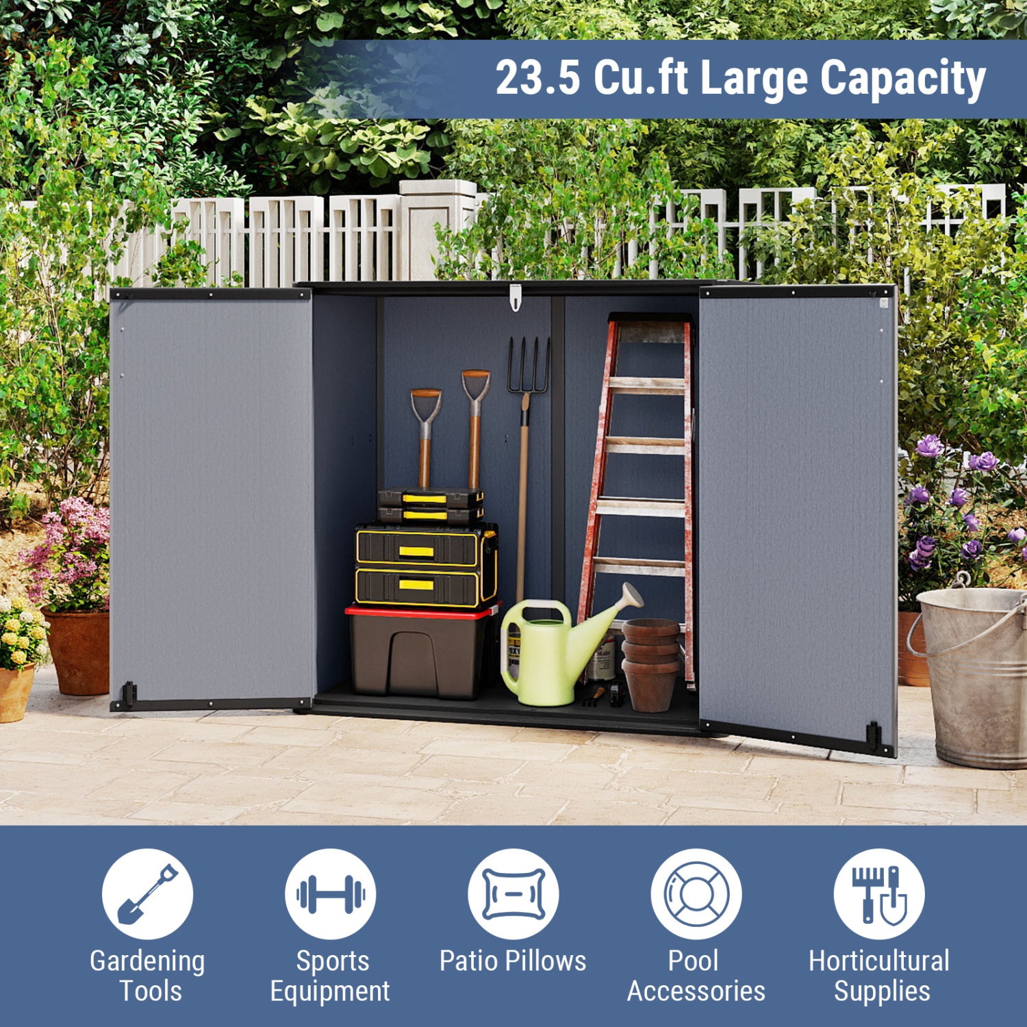Outdoor Storage Shed, 23.5 Cu.ft, Lockable Door, Gray Sheds & Outdoor Storage at Gallery Canada