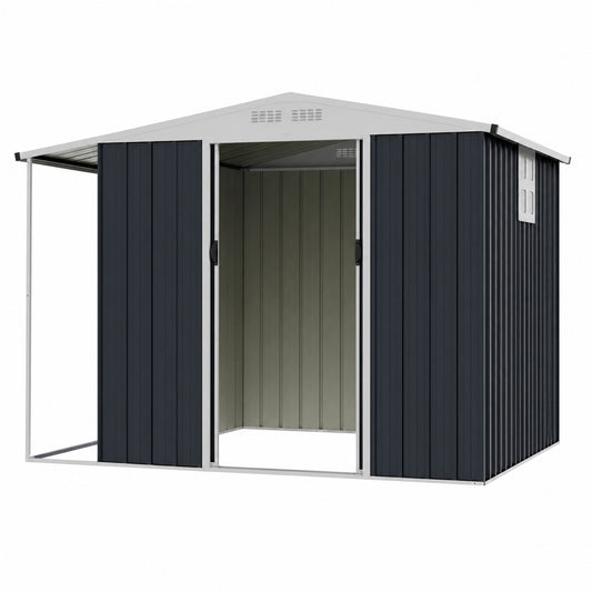 Outdoor Storage Shed, Lockable Double Sliding Door, Firewood Bay, Gray Sheds & Outdoor Storage Gray at Gallery Canada