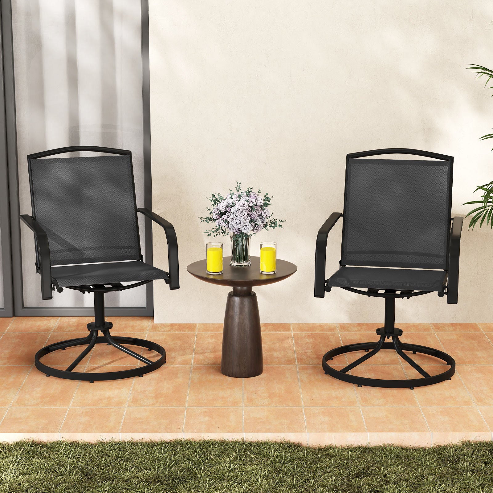 Outdoor Swivel Chairs Set of 2, Black Patio Rocking Chairs & Gliders at Gallery Canada