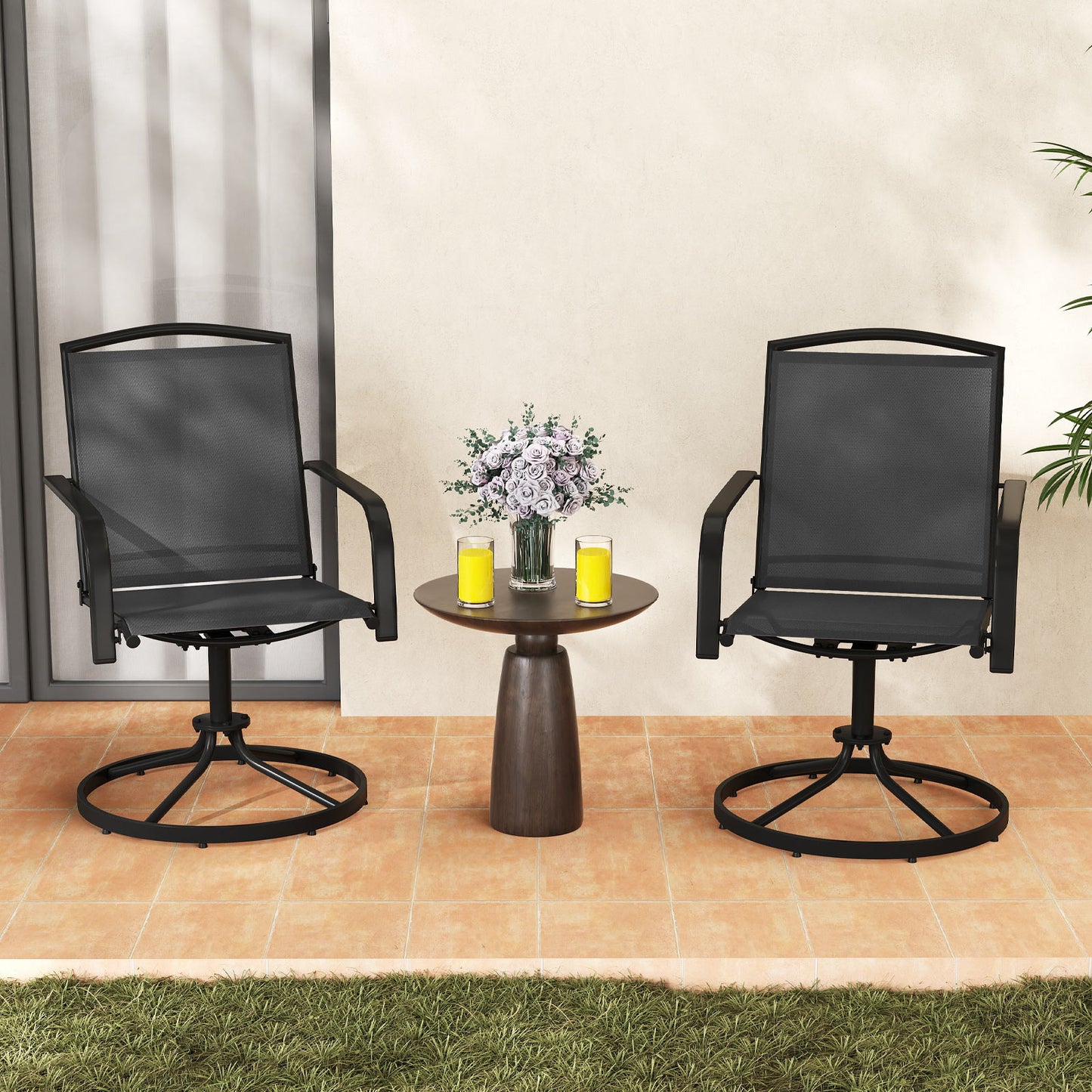 Outdoor Swivel Chairs Set of 2, Black Patio Rocking Chairs & Gliders at Gallery Canada