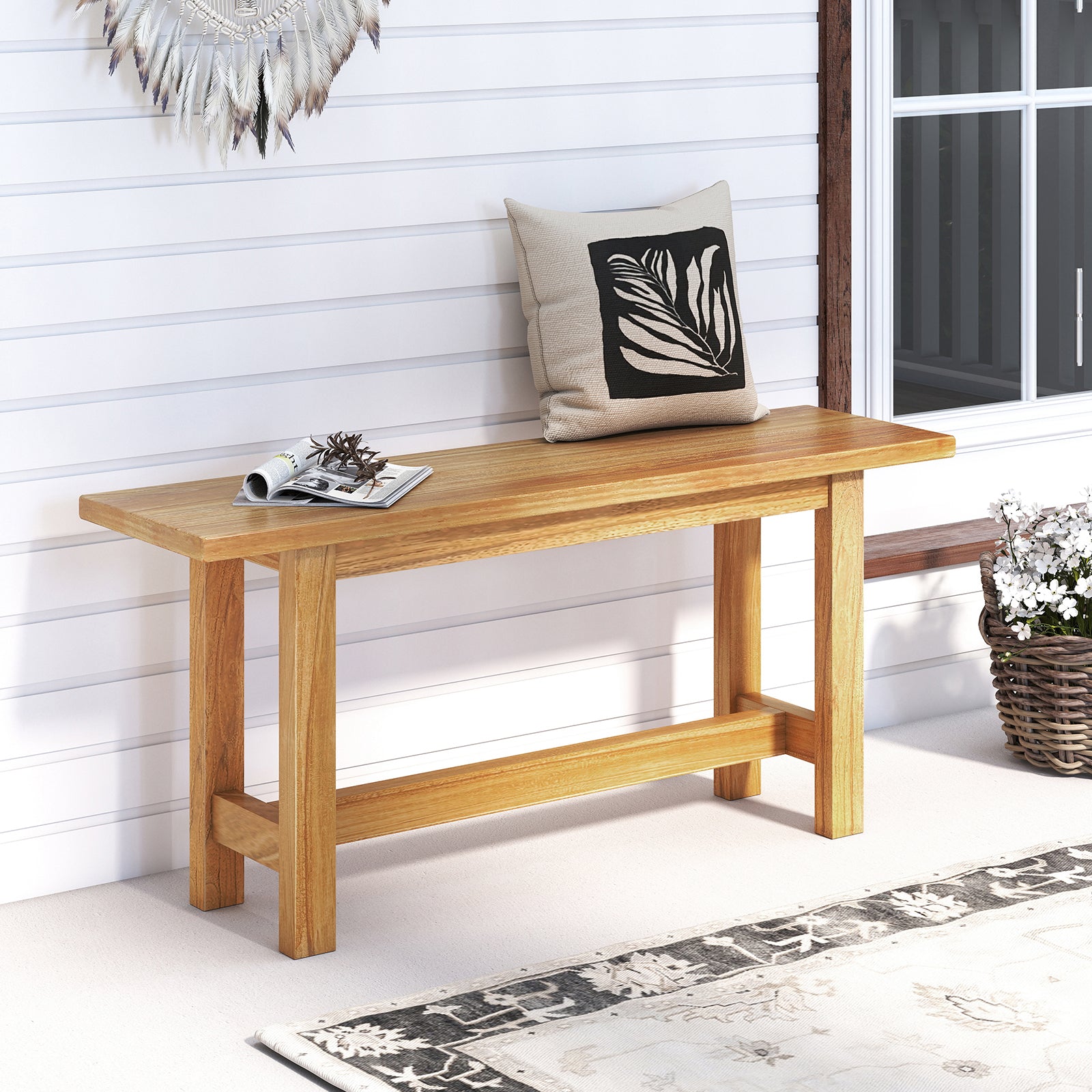 Outdoor Teak Wood Bench for Porch Backyard and Poolside, Teak Outdoor Benches at Gallery Canada