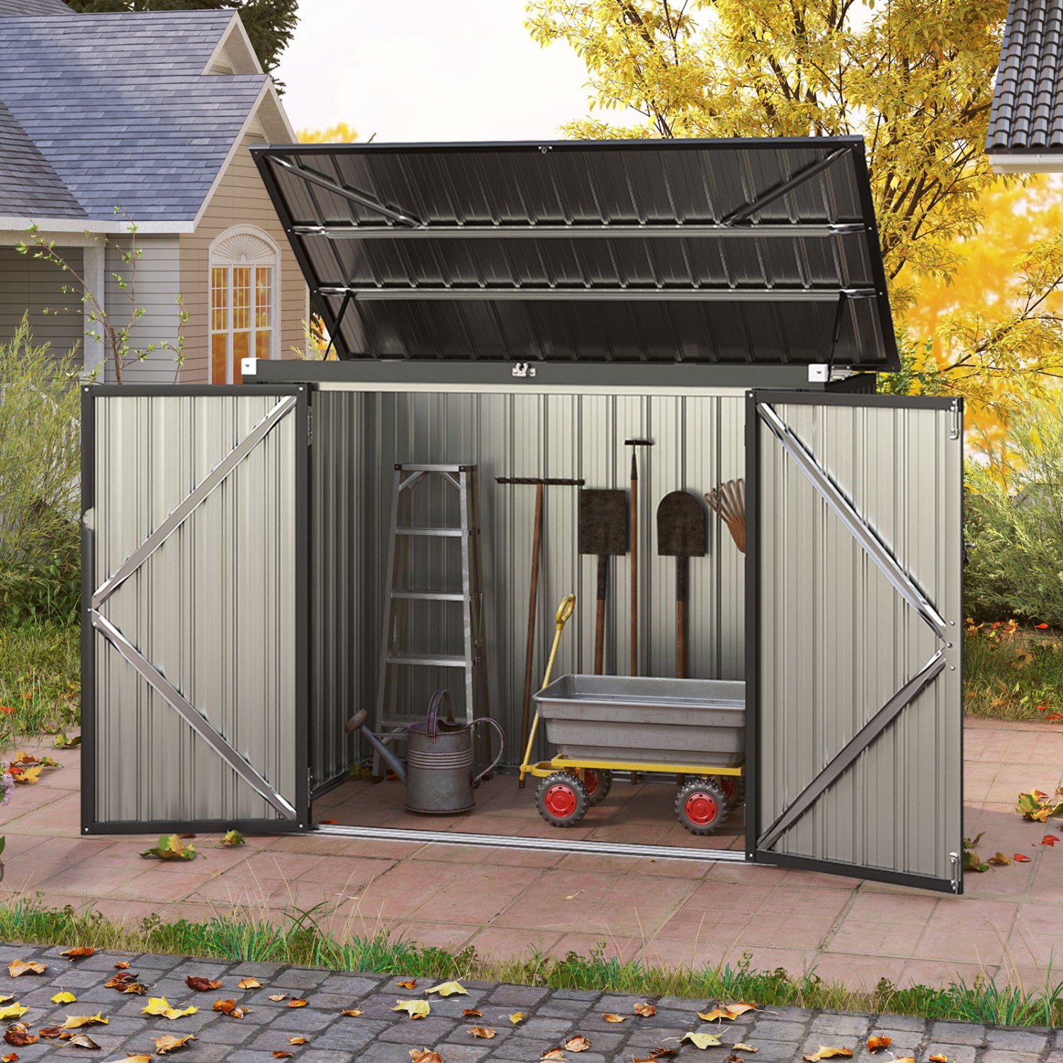 Outdoor Trash Can Storage Shed, Double Openings, Dark Gray Sheds & Outdoor Storage at Gallery Canada