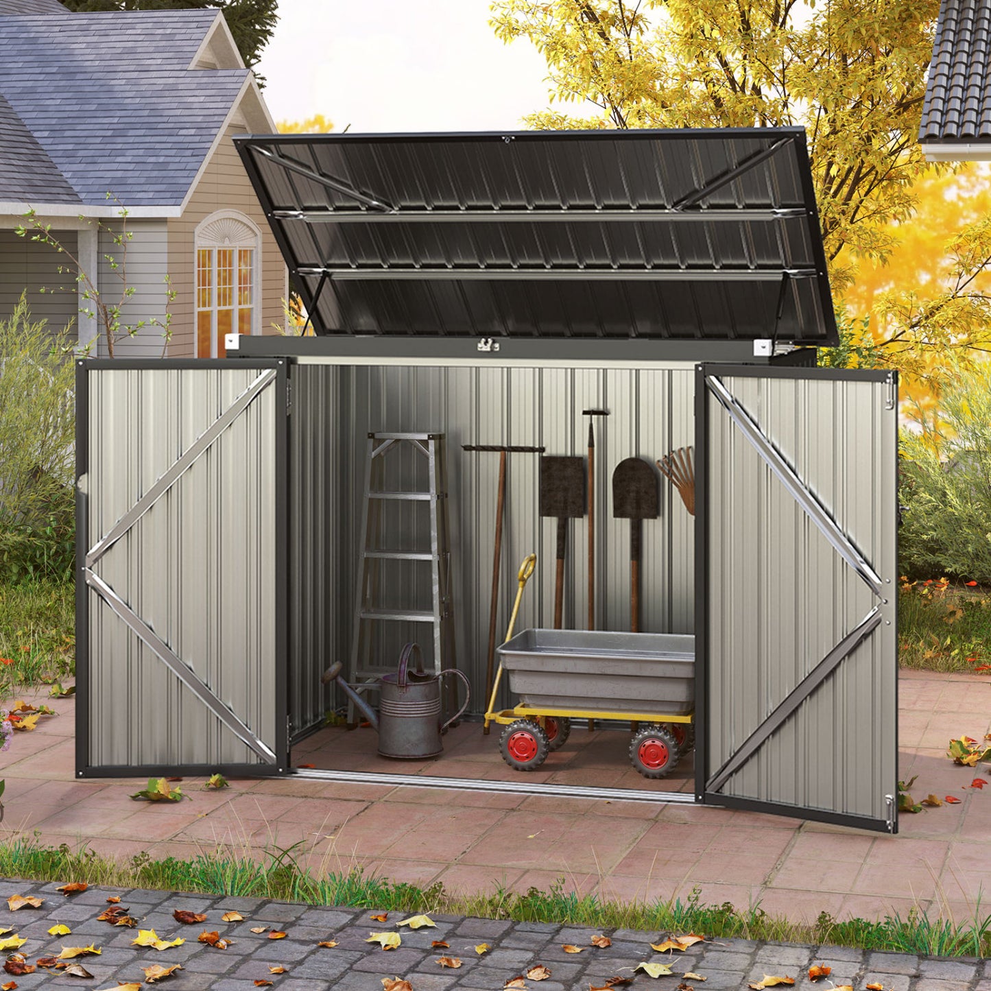 Outdoor Trash Can Storage Shed, Double Openings, Dark Gray Sheds & Outdoor Storage at Gallery Canada