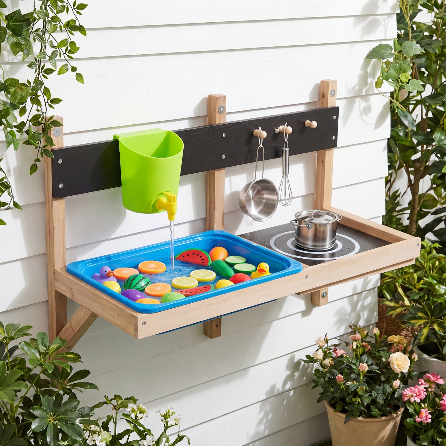 Outdoor Wall Mounted Mud Kitchen for Kids Ages 3+ Play Kitchen Sets at Gallery Canada