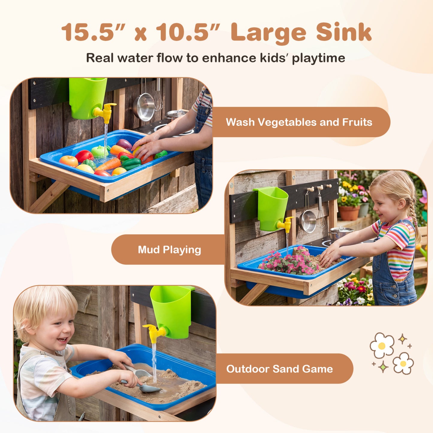 Outdoor Wall Mounted Mud Kitchen for Kids Ages 3+ Play Kitchen Sets at Gallery Canada