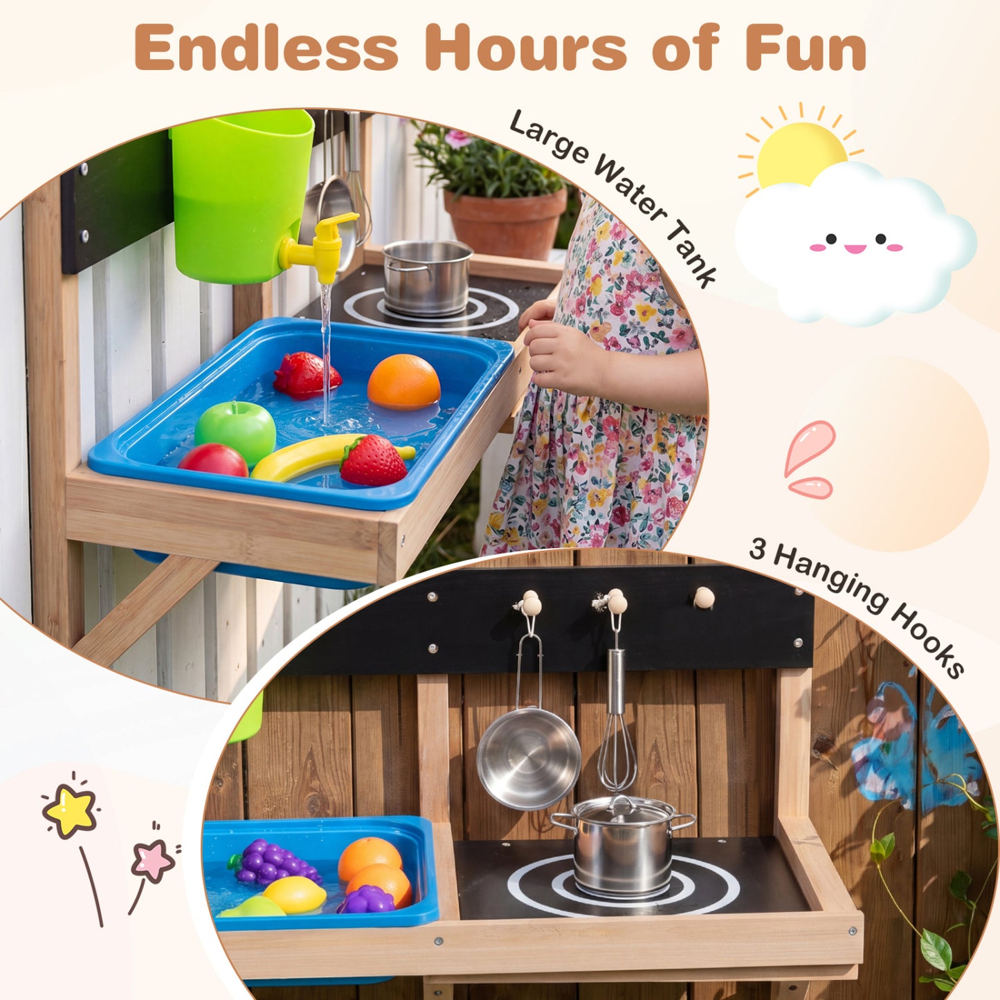 Outdoor Wall Mounted Mud Kitchen for Kids Ages 3+ Play Kitchen Sets at Gallery Canada