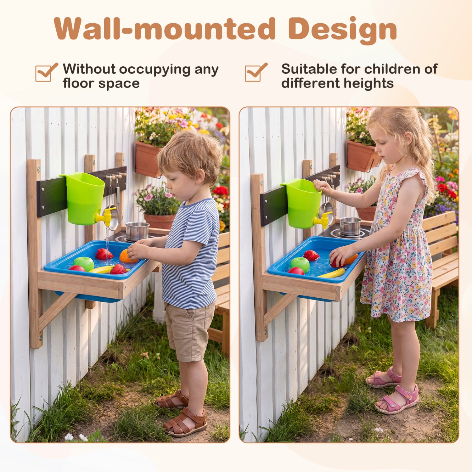 Outdoor Wall Mounted Mud Kitchen for Kids Ages 3+ Play Kitchen Sets at Gallery Canada