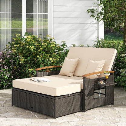 Outdoor Wicker Daybed With Folding Panels, Storage Ottoman, Beige Outdoor Seating & Patio Chairs at Gallery Canada