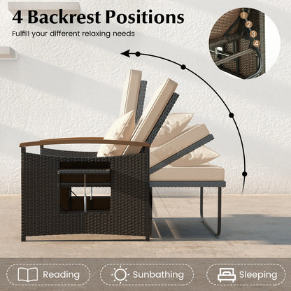 Outdoor Wicker Daybed With Folding Panels, Storage Ottoman, Beige Outdoor Seating & Patio Chairs at Gallery Canada