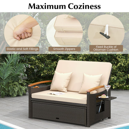 Outdoor Wicker Daybed With Folding Panels, Storage Ottoman, Beige Outdoor Seating & Patio Chairs at Gallery Canada