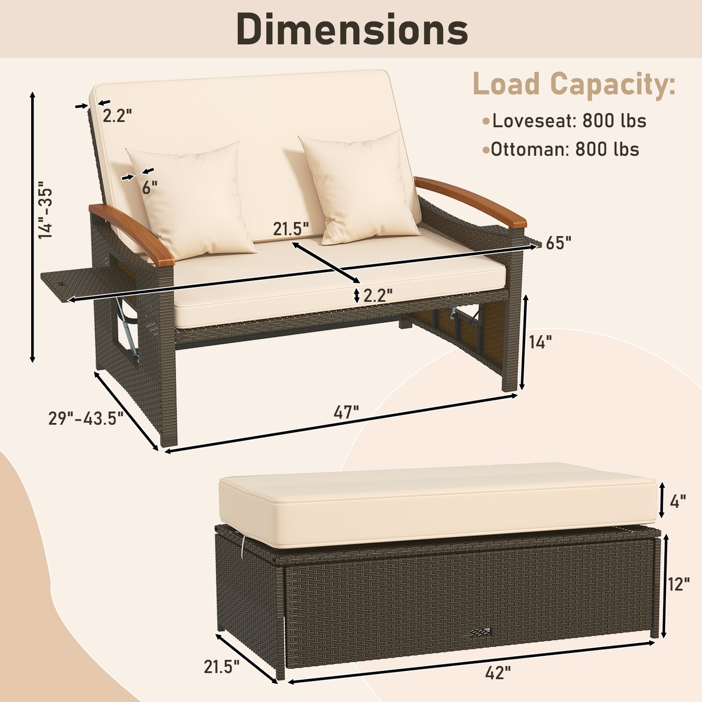 Outdoor Wicker Daybed With Folding Panels, Storage Ottoman, Beige Outdoor Seating & Patio Chairs at Gallery Canada