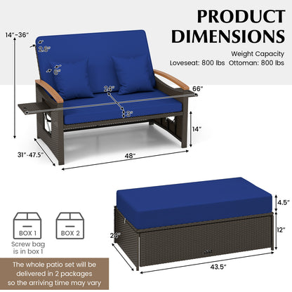 Outdoor Wicker Daybed With Folding Panels, Storage Ottoman, Navy Outdoor Seating & Patio Chairs at Gallery Canada