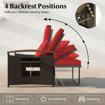 Outdoor Wicker Daybed With Folding Panels, Storage Ottoman, Red Outdoor Seating & Patio Chairs at Gallery Canada