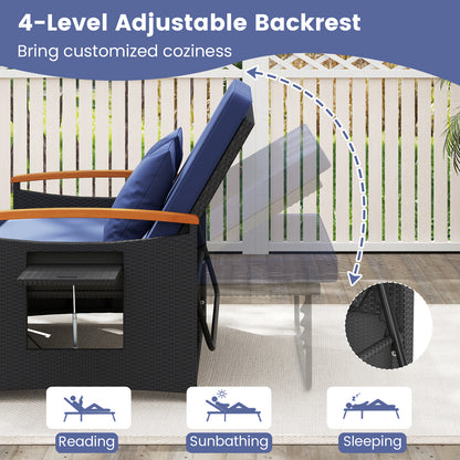 Outdoor Wicker Daybed with Folding Panels and Storage Ottoman, Dark Blue Outdoor Seating & Patio Chairs at Gallery Canada