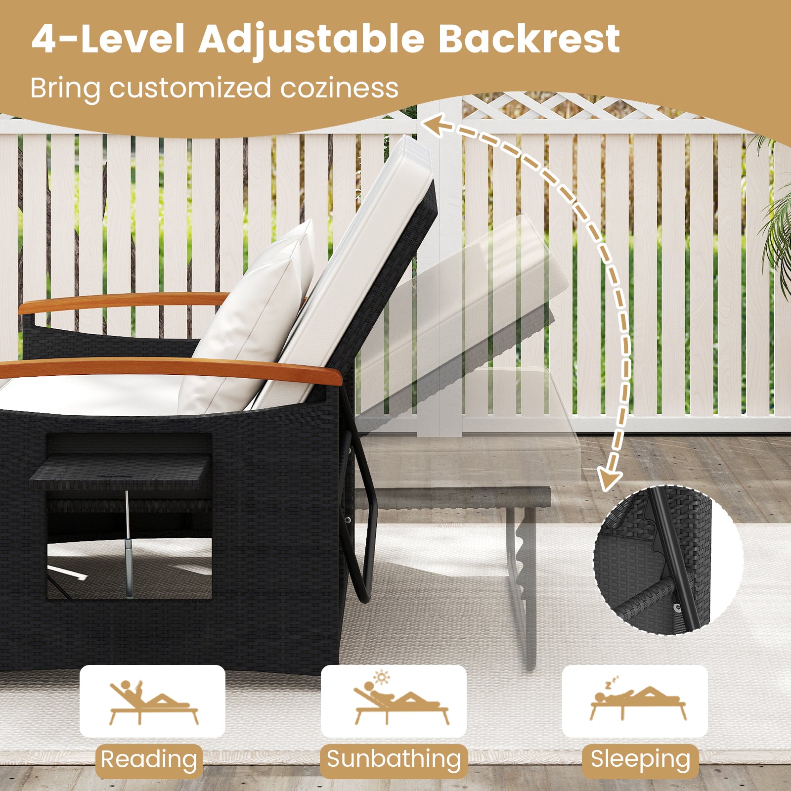 Outdoor Wicker Daybed with Folding Panels and Storage Ottoman, White Outdoor Seating & Patio Chairs at Gallery Canada