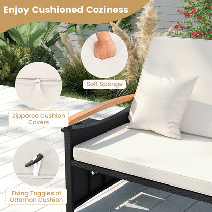 Outdoor Wicker Daybed with Folding Panels and Storage Ottoman, White Outdoor Seating & Patio Chairs at Gallery Canada