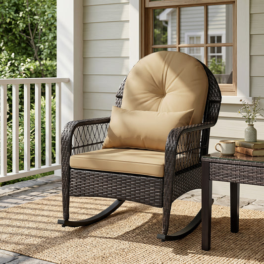 Wicker Rocking Chair 400 LBS, Brown Patio Rocking Chairs & Gliders Brown at Gallery Canada