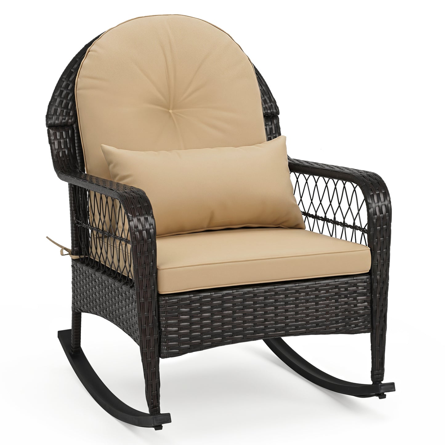 Fauteuil à bascule en osier 400 LBS, Marron