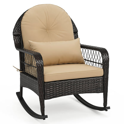 Fauteuil à bascule en osier 400 LBS, Marron