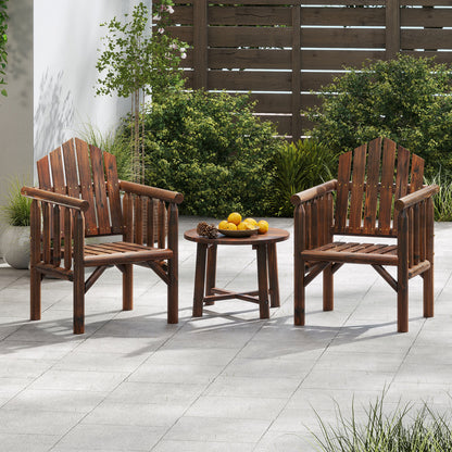 Outdoor Wood Armchair Wooden Patio Dining Chair with Armrests, Brown Adirondack Chairs at Gallery Canada