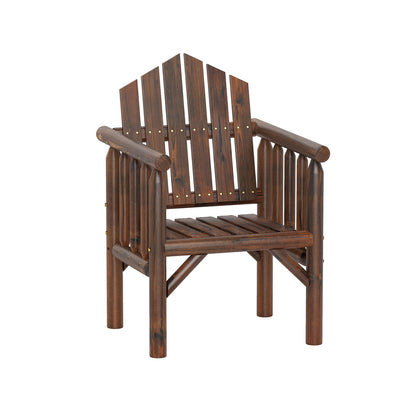 Outdoor Wood Armchair Wooden Patio Dining Chair with Armrests, Brown Adirondack Chairs at Gallery Canada