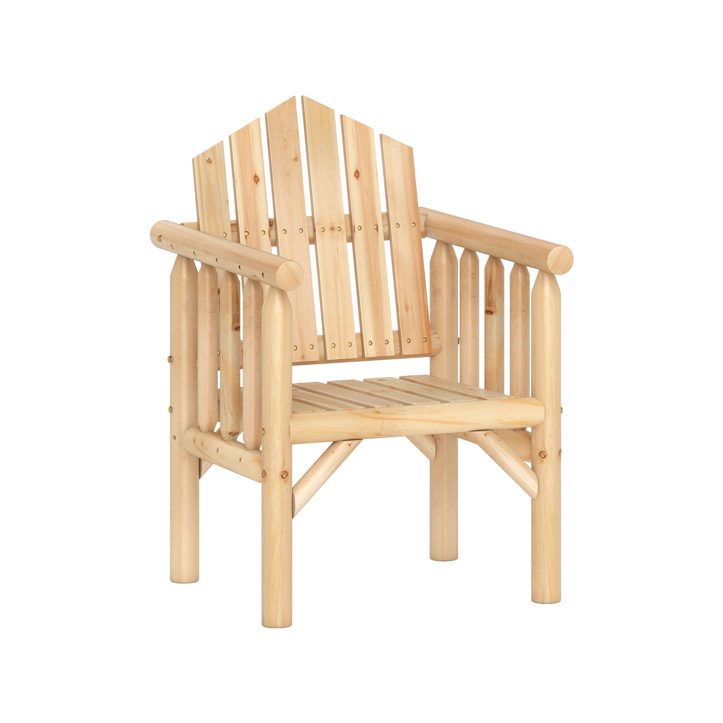 Outdoor Wood Armchair Wooden Patio Dining Chair with Armrests, Natural Adirondack Chairs at Gallery Canada
