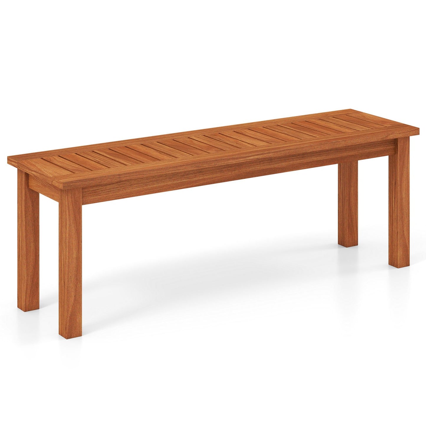 Outdoor Wood Bench 2-Person Backless Patio Garden Bench with Slatted Seat, Natural Outdoor Benches Natural at Gallery Canada