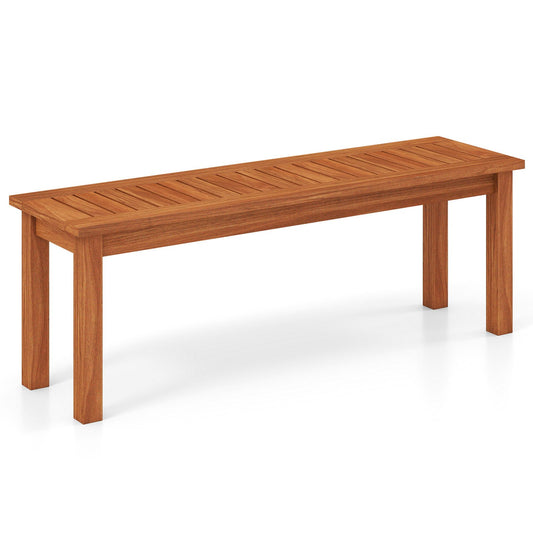 Outdoor Wood Bench 2-Person Backless Patio Garden Bench with Slatted Seat, Natural Outdoor Benches Natural at Gallery Canada