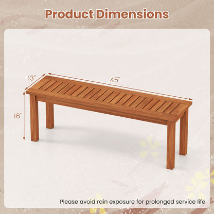 Outdoor Wood Bench 2-Person Backless Patio Garden Bench with Slatted Seat, Natural Outdoor Benches at Gallery Canada