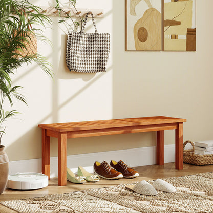 Outdoor Wood Bench 2-Person Backless Patio Garden Bench with Slatted Seat, Natural Outdoor Benches at Gallery Canada