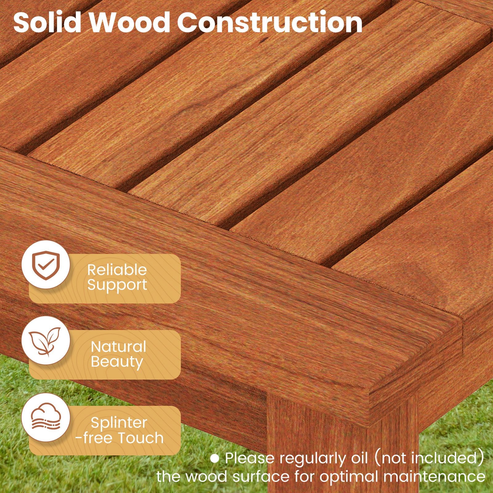 Outdoor Wood Bench 2-Person Backless Patio Garden Bench with Slatted Seat, Natural Outdoor Benches at Gallery Canada