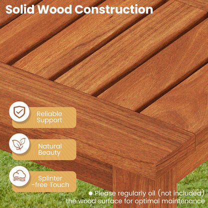 Outdoor Wood Bench 2-Person Backless Patio Garden Bench with Slatted Seat, Natural Outdoor Benches at Gallery Canada