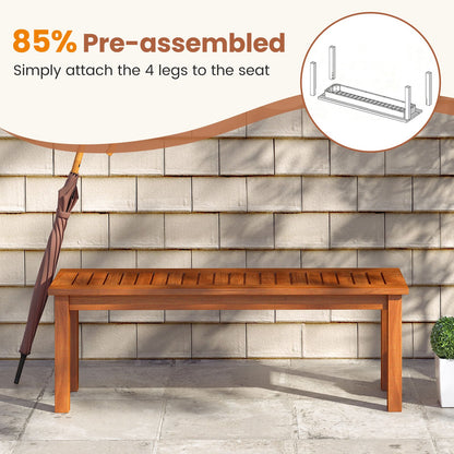 Outdoor Wood Bench 2-Person Backless Patio Garden Bench with Slatted Seat, Natural Outdoor Benches at Gallery Canada
