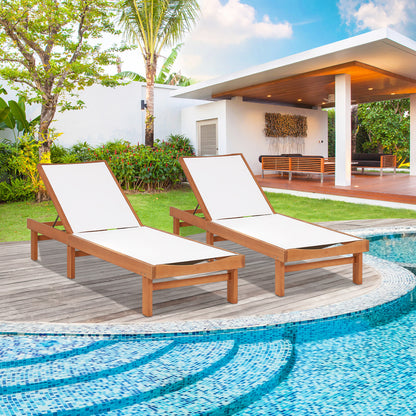 Wood Chaise Lounge Chair, 5-Position Adjustable Back Outdoor Chaise Lounges at Gallery Canada