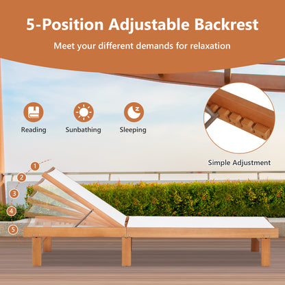 Wood Chaise Lounge Chair, 5-Position Adjustable Back Outdoor Chaise Lounges at Gallery Canada