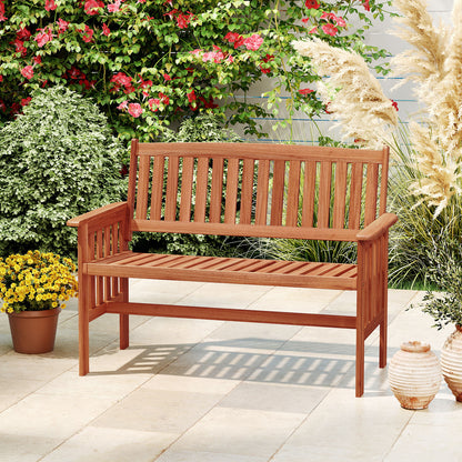 Outdoor Wood Garden Bench, 2-Person Patio Park Bench With Backrest Outdoor Benches at Gallery Canada