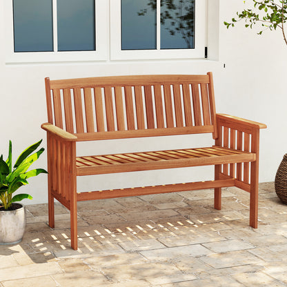 Outdoor Wood Garden Bench, 2-Person Patio Park Bench With Backrest Outdoor Benches at Gallery Canada