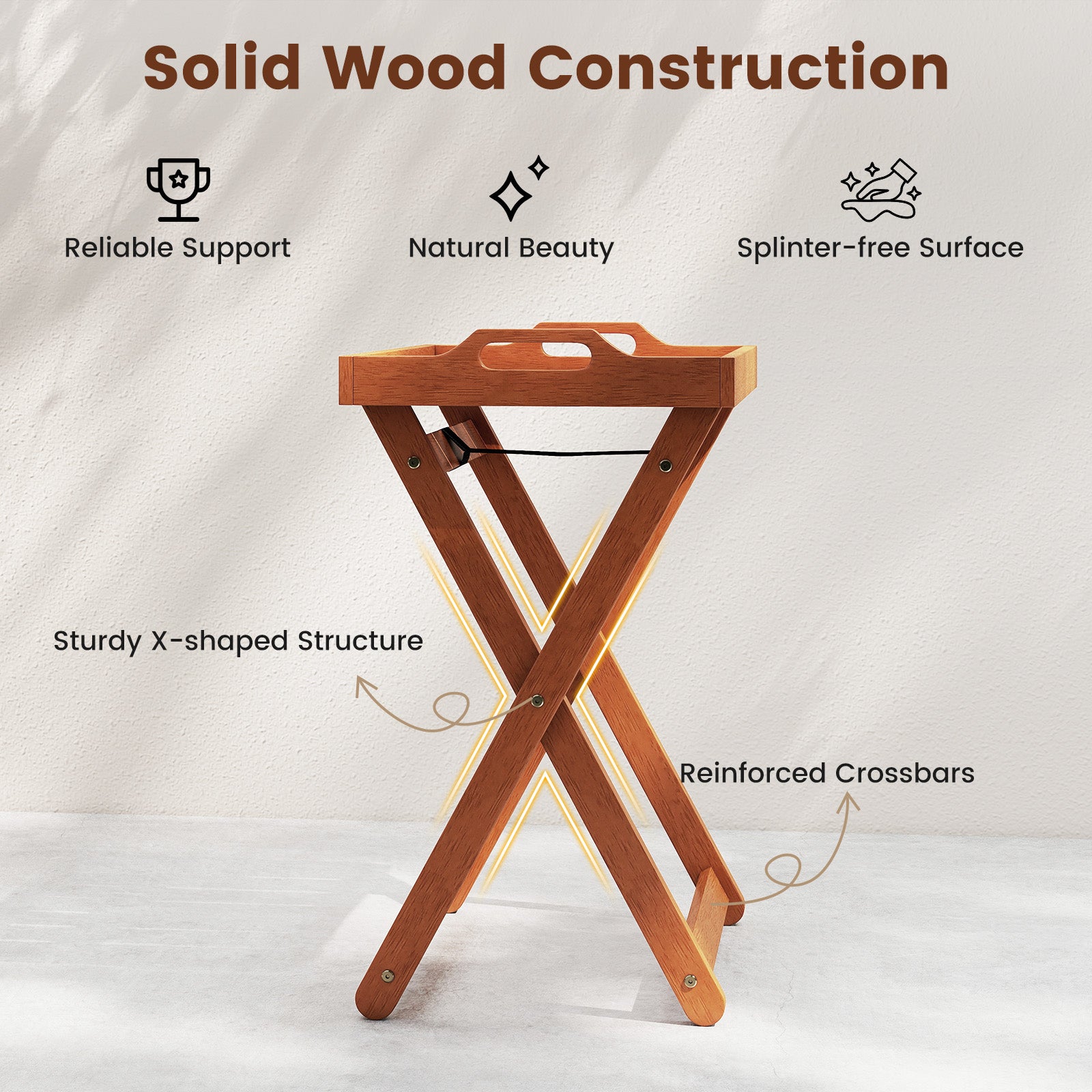 Outdoor Wood Tray Table, Portable Side Table, Folding Frame Patio Coffee Tables at Gallery Canada