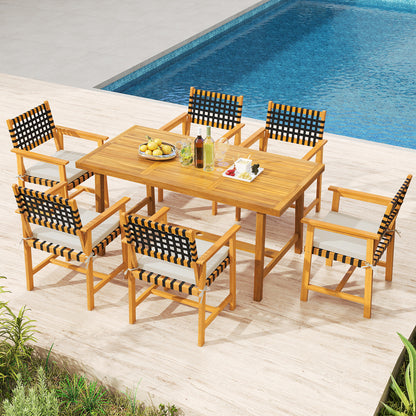 Outdoor Wooden Dining Chair Set of 2 with Armrests and Curved Back, White Patio Dining Chairs at Gallery Canada