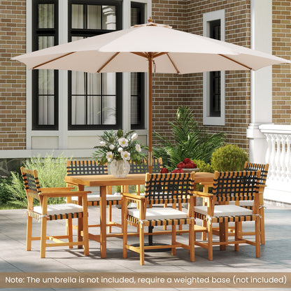 Outdoor Wooden Dining Table with Umbrella Hole and Stable Base, Natural Patio Dining Tables at Gallery Canada