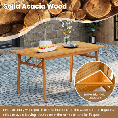 Outdoor Wooden Dining Table with Umbrella Hole and Stable Base, Natural Patio Dining Tables at Gallery Canada